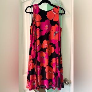 Anne Klein Black and Red Floral Dress